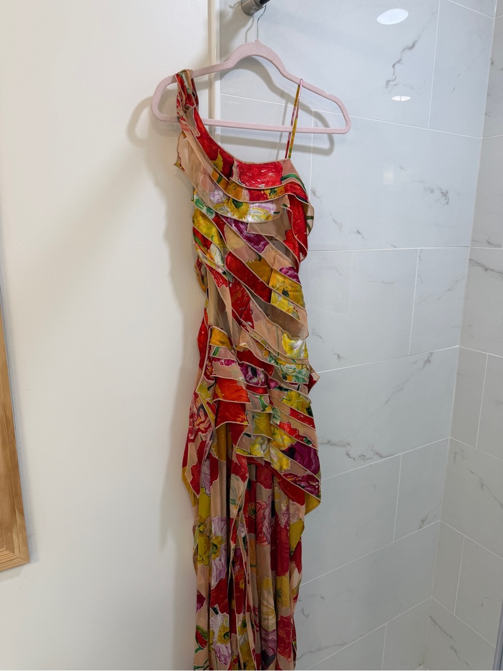 RARE INCREDIBLE NWT CULT GAIA Floral Ruffle Silk Mesh Handcrafted Whitney Gown